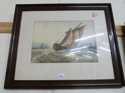 Lot 824 - 19th Century school study of fishing boats on...