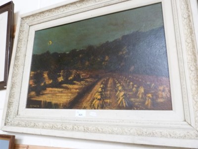 Lot 825 - B J R Clarke, study of a harvest scene, oil on...