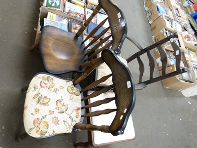 Lot 869 - Three assorted kitchen chairs and a stool (4)