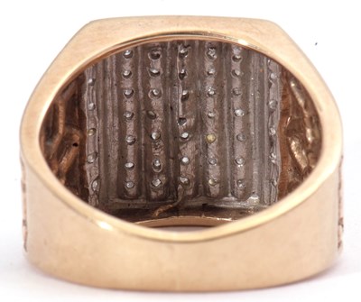 Lot 44 - 375 stamped large dress ring, the rectangular...