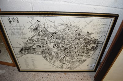 Lot 232 - Reproduction framed plan of the City of Norwich