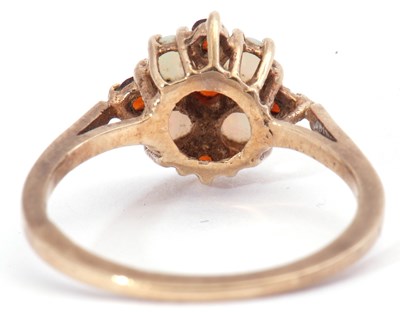 Lot 49 - 9ct gold opal and garnet cluster ring...