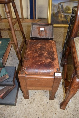 Lot 286 - Small oak leather topped stool