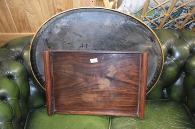 Lot 302 - Painted oval metal serving tray together with...