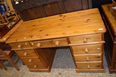 Lot 352 - Modern pine twin pedestal office desk