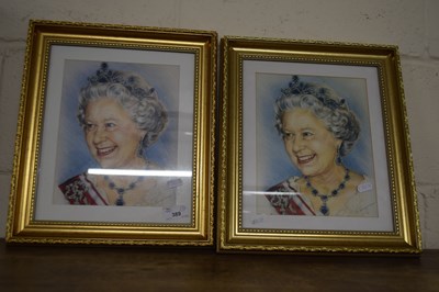 Lot 389 - Pair of coloured prints Queen Elizabeth II