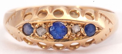 Lot 68 - 18ct blue and white stone set ring of boat...