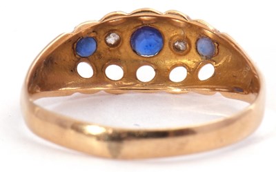Lot 68 - 18ct blue and white stone set ring of boat...