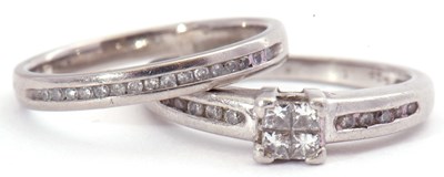 Lot 69 - Mixed Lot: platinum and diamond ring centring...