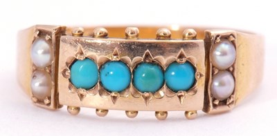 Lot 70 - Victorian 15ct gold turquoise and seed pearl...