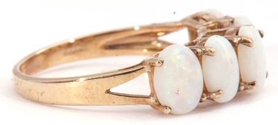 Lot 74 - Modern 9ct gold opalescent ring featuring five...
