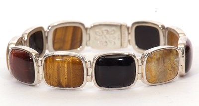 Lot 122 - Modern 925 panelled bracelet comprising ten...