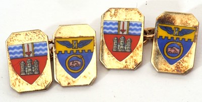 Lot 306 - Pair of 9ct gold and enamel cufflinks or...