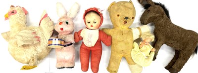 Lot 149 - A mixed lot of vintage stuffed toys and dolls,...