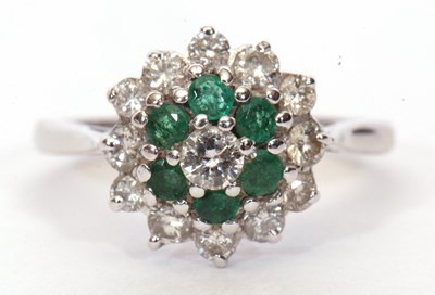 Lot 48A - Modern 18ct gold emerald and diamond cluster...