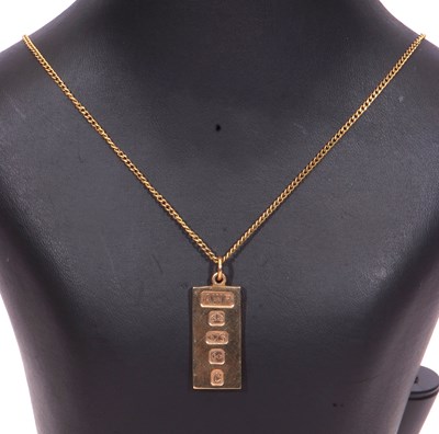 Lot 155 - 9ct gold pendant with oversized hallmarks for...