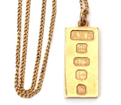 Lot 155 - 9ct gold pendant with oversized hallmarks for...