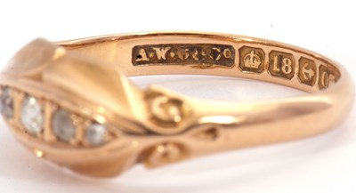 Lot 81 - Antique 18ct gold five stone diamond ring,...