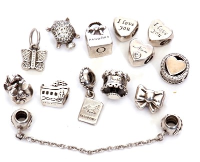 Lot 163 - Small quantity of 925 Pandora charm beads, g/w...