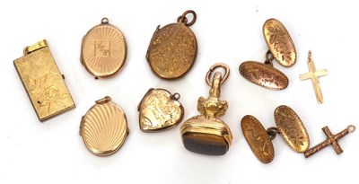 Lot 166 - Mixed Lot: Gold filled fob with a tigers eye...