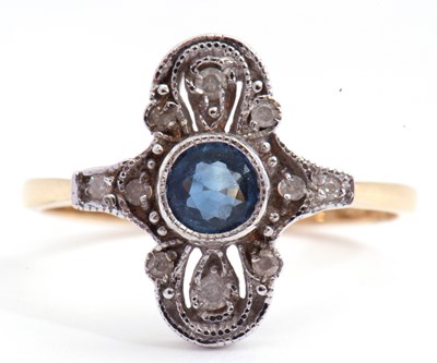Lot 83 - Modern 18ct gold sapphire and diamond set ring,...