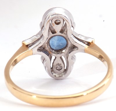 Lot 83 - Modern 18ct gold sapphire and diamond set ring,...