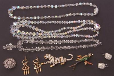 Lot 181 - Mixed lot to include three crystal necklaces,...