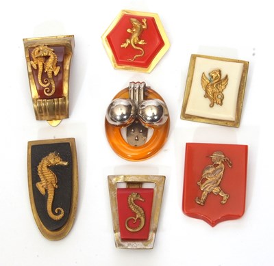 Lot 200 - Group of seven Art Deco style brooches, gilt...