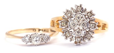 Lot 88a - Mixed Lot: 18ct gold diamond cluster ring...