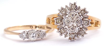 Lot 88 - Mixed Lot: 18ct gold diamond cluster ring...