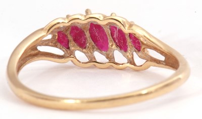 Lot 91 - Modern 18ct gold and synthetic ruby ring...