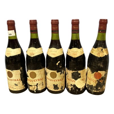 Lot 189 - Five bottles of 1983 Vacqueyras Cotes du Rhone-Villages