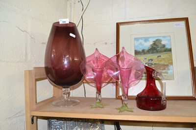 Lot 500 - Mixed Lot: A pair of cranberry glass Jack in...