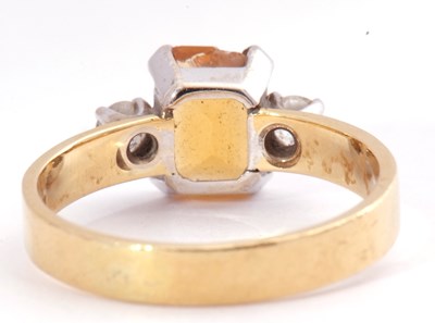 Lot 104 - 18ct gold citrine and diamond ring, the...