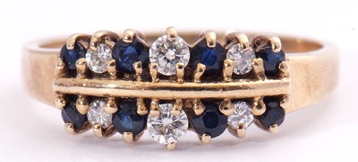 Lot 107 - 9ct gold sapphire and diamond ring, a design...