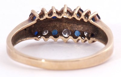 Lot 107 - 9ct gold sapphire and diamond ring, a design...