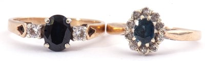 Lot 115 - Mixed Lot: 9ct gold sapphire and diamond three...