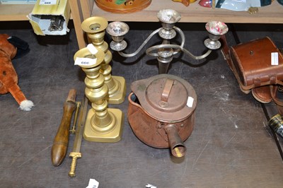 Lot 666 - Mixed Lot: Brass candlesticks and other items