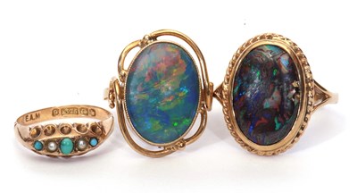 Lot 51A - Mixed Lot: A modern opal doublet ring, stamped...