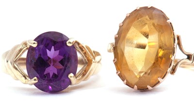 Lot 123 - Mixed Lot: 9ct gold purple stone dress ring,...