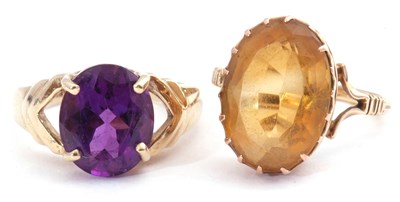 Lot 123 - Mixed Lot: 9ct gold purple stone dress ring,...