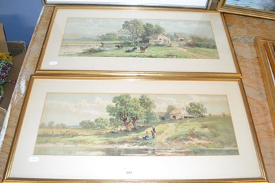 Lot 685 - W Carlton, two studies of rural scenes, framed...