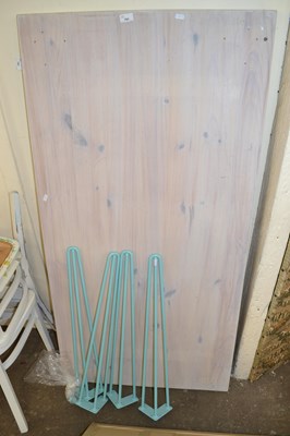 Lot 701 - Painted pine kitchen table with metal hairpin...