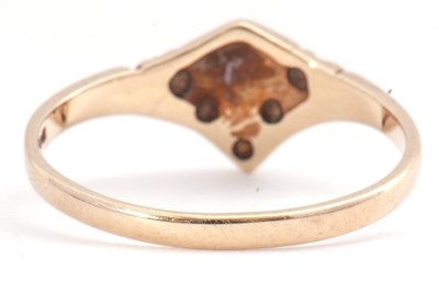 Lot 127 - 9ct gold and diamond set ring, a V-shaped...
