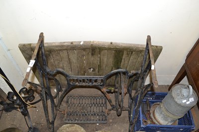 Lot 733 - Jones Treadle sewing machine base with later...