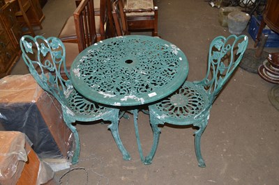 Lot 765 - Aluminium garden table and two chairs (3)