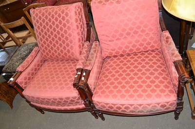 Lot 773 - Pair of hardwood framed armchairs