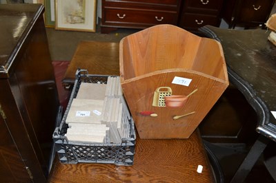 Lot 791 - Box of tiles and a wooden waste paper bin