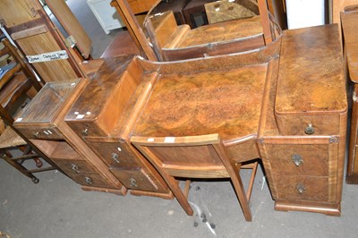 Lot 802 - Walnut veneered dressing table with chair and...