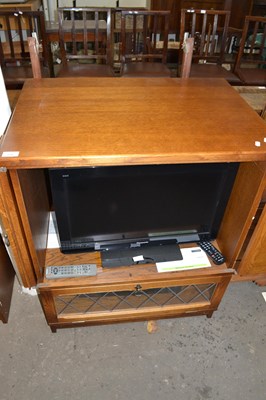 Lot 839 - Modern oak television cabinet complete with...